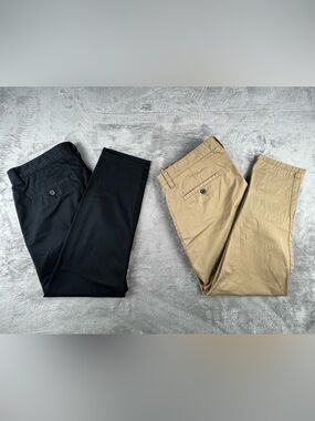 U-510 Straight Fit Core Stretch Chino Pants Men’s 34x26 Black Khaki Lot Of 2